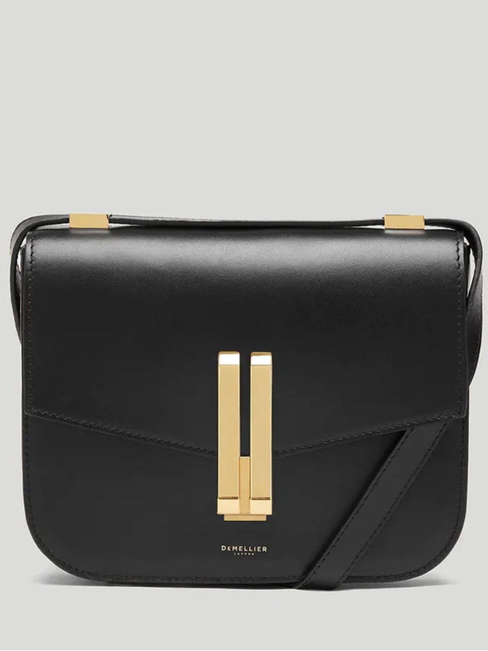 DeMellier - The Vancouver Black Leather Shoulder Bag with Gold Hardware